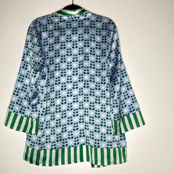 Ann Taylor 2024 Floral Tile Kimono Satin Cardigan Women's Size Large - Picture 2 of 9